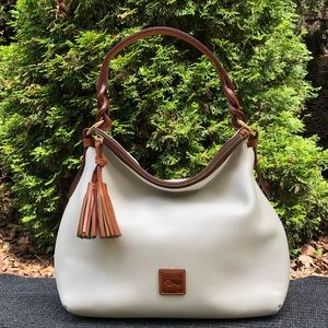 RARE Dooney Florentine Twist Strap Hobo White Tan